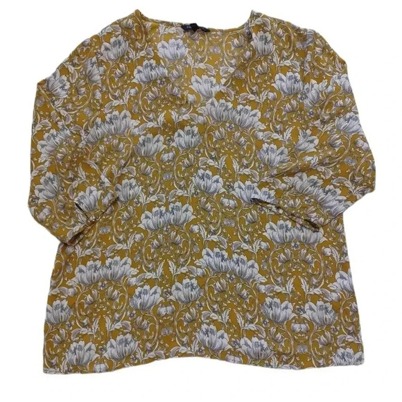 Banana Republic Yellow Grey Boho Tunic Blouse Size XL - Picture 5 of 10